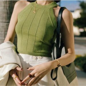 Petite studio nyc beautiful green knit tank
